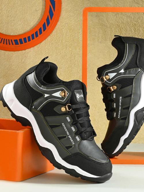 men solid black lace-up sport shoes - 20393346 - Very Small Image - 1