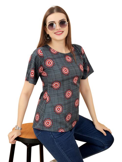 grey printed regular top - 20393553 - Very Small Image - 1