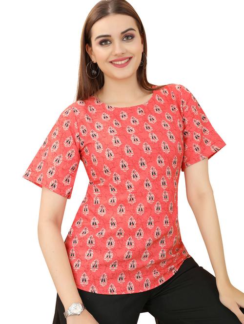 coral printed a-line top - 20393568 - Very Small Image - 1