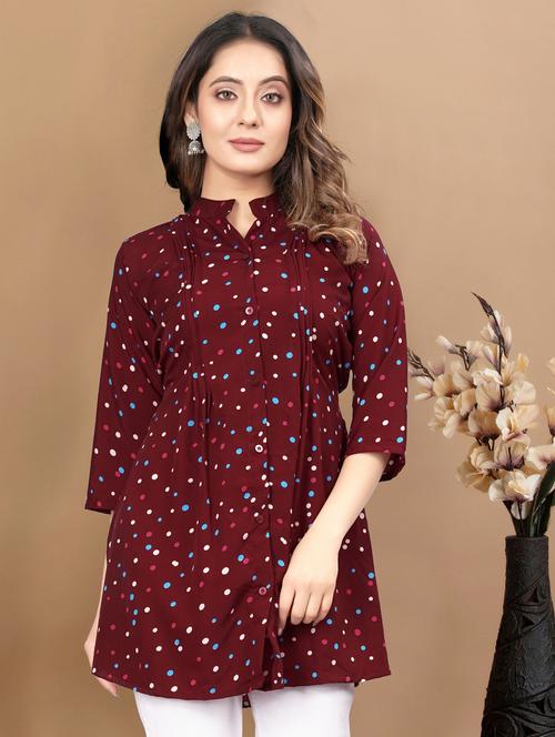 maroon polka dots a-line tunic - 20393577 - Very Small Image - 1