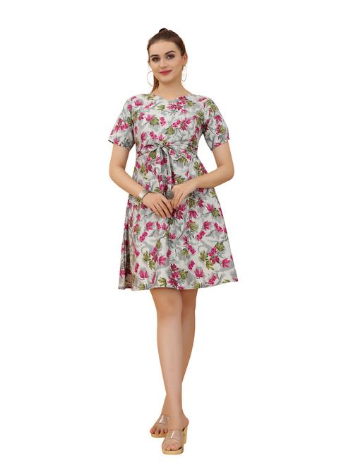 women multi colored crepe a-line dress - 20393608 - Very Small Image - 1