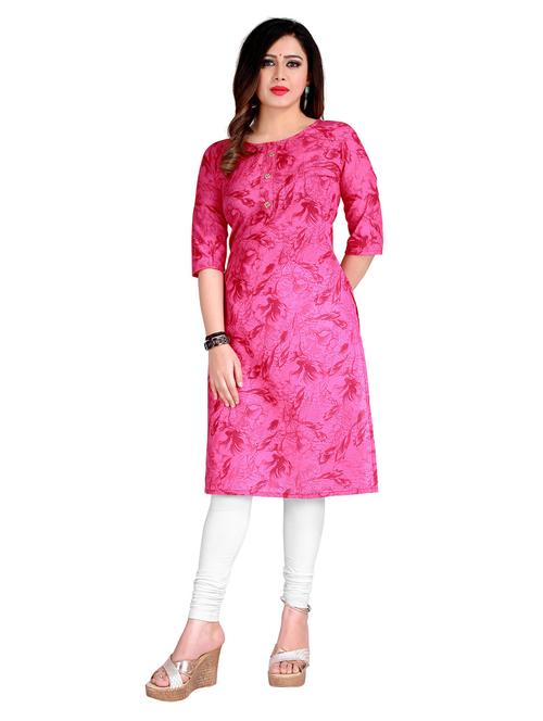 pink printed round neck straight kurta - 20394782 - Very Small Image - 1