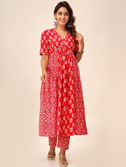 block print kurta pant set - 20394860 - Very Small Image - 1