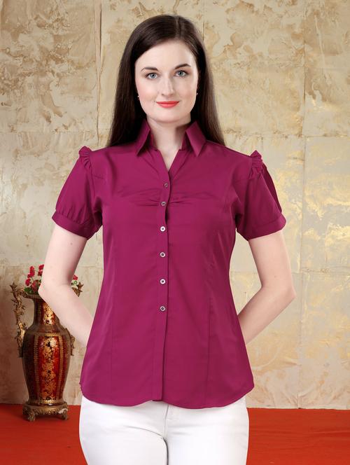 magenta solid regular shirt - 20394934 - Very Small Image - 1