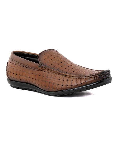 men textured brown leather loafer - 20395091 - Very Small Image - 1