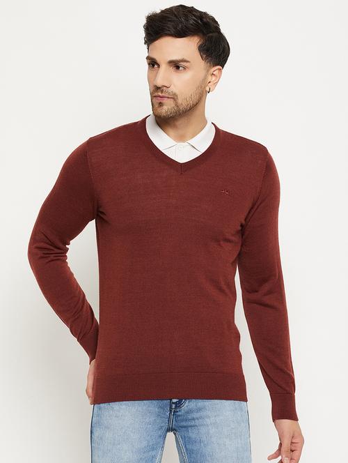 v neck solid pullover - 20396738 - Very Small Image - 1