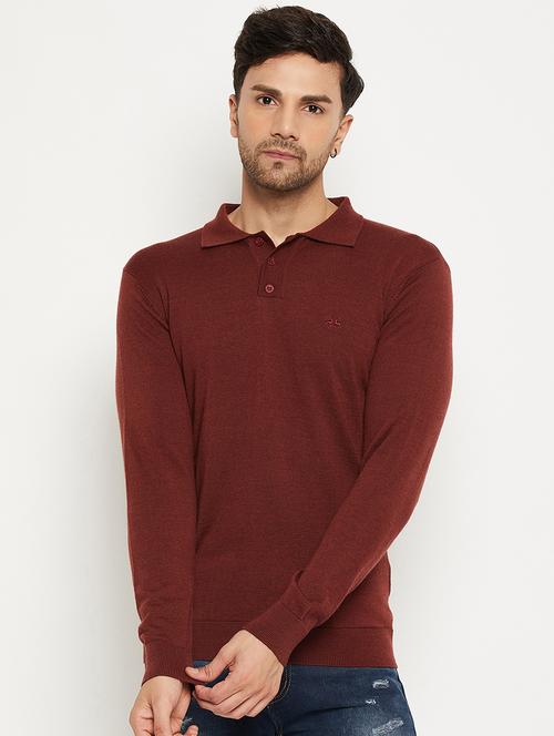 maroon wool blend pullover - 20396744 - Very Small Image - 1