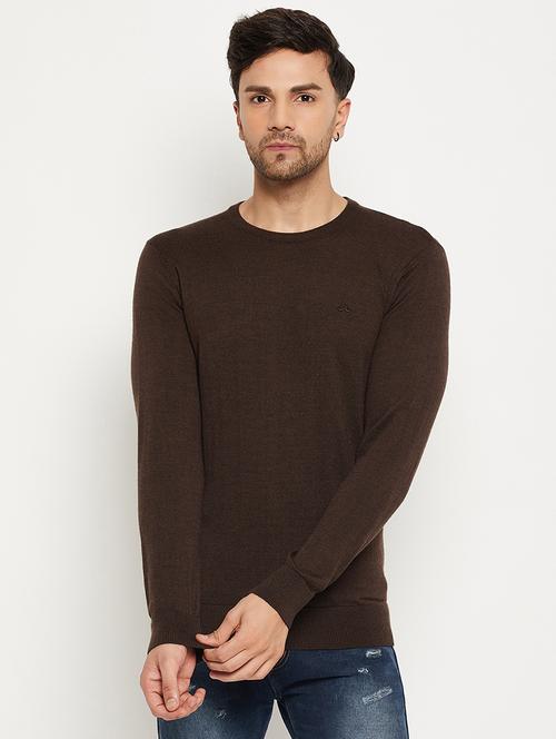 coffee brown wool blend pullover - 20396751 - Very Small Image - 1