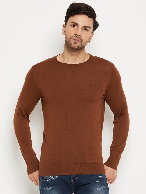 coffee brown wool blend pullover - 20396752 - Very Small Image - 1