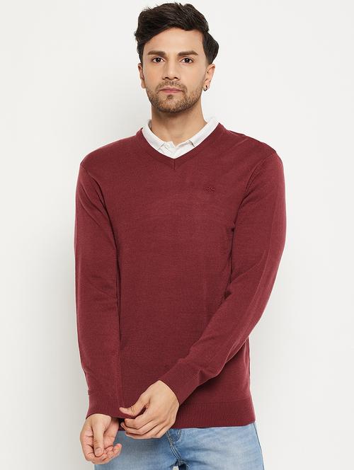 v neck solid pullover - 20396769 - Very Small Image - 1