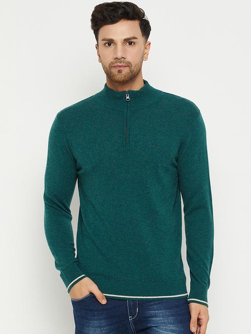 teal green wool blend pullover - 20396777 - Very Small Image - 1