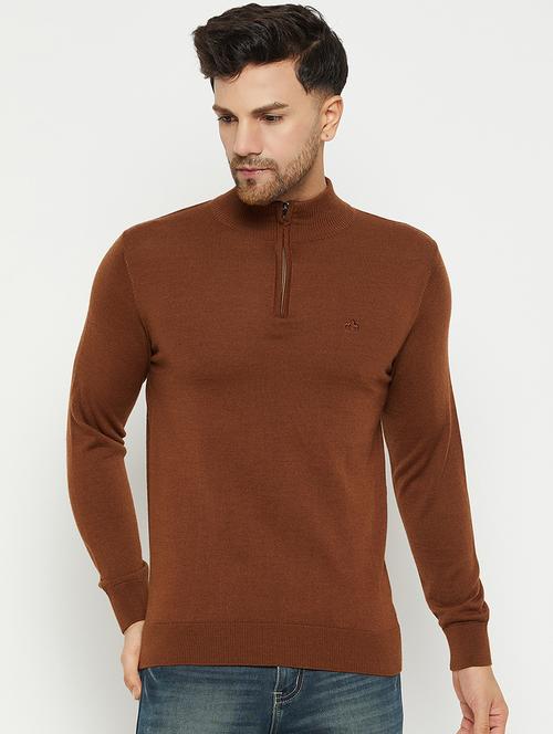 coffee brown wool blend pullover - 20396788 - Very Small Image - 1
