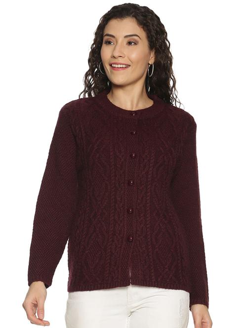 crew neck self design cardigan - 20396859 - Very Small Image - 1