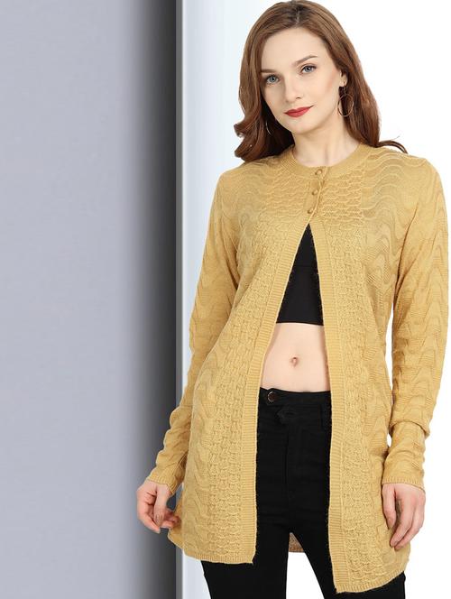 crew neck self design cardigan - 20396861 - Very Small Image - 1