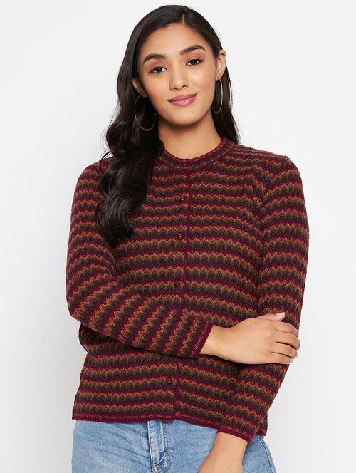 women multi colored wool blend cardigan - 20396968 - Very Small Image - 1