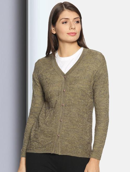 women green v-neck cardigans - 20397140 - Very Small Image - 1