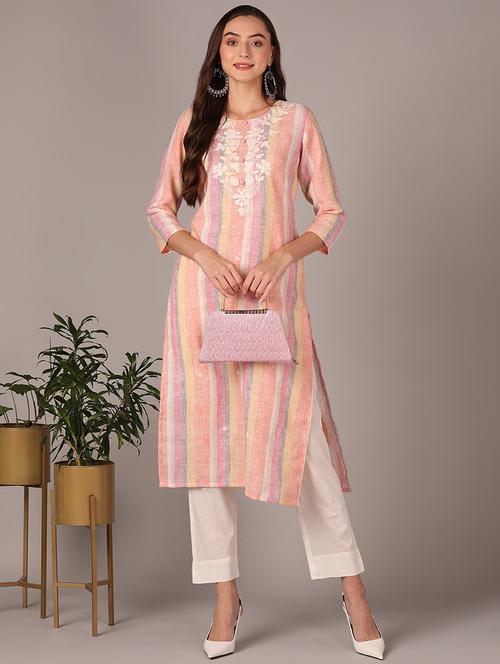 multi colored embroidered straight kurta - 20397227 - Very Small Image - 1