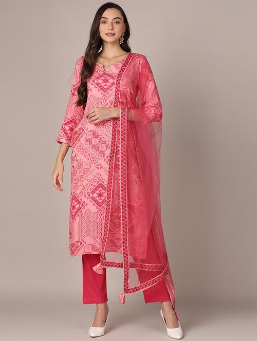 pink kurta pant set with dupatta - 20397271 - Very Small Image - 1
