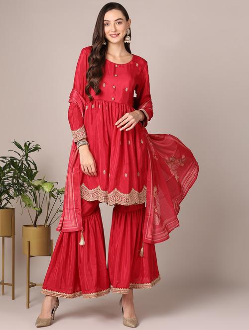 zari embroidered suit set - 20397275 - Very Small Image - 1