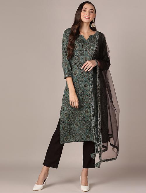 notch neck printed suit set - 20397285 - Very Small Image - 1
