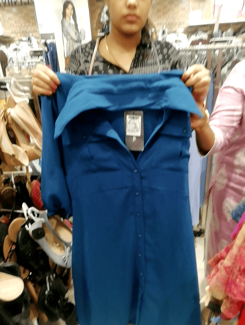 teal cotton blend aline dress - 20397983 - Very Small Image - 1