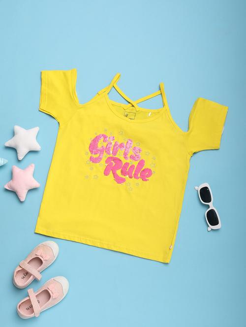 yellow cotton front print tee - 20401185 - Very Small Image - 1