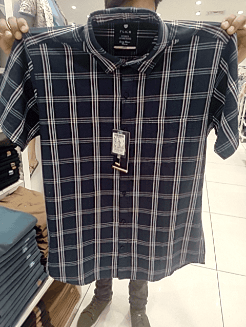 navy blue cotton blend casual shirt - 20402015 - Very Small Image - 1