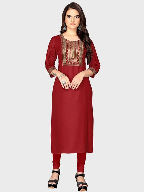 yoke embroidered straight kurta - 20404349 - Very Small Image - 1