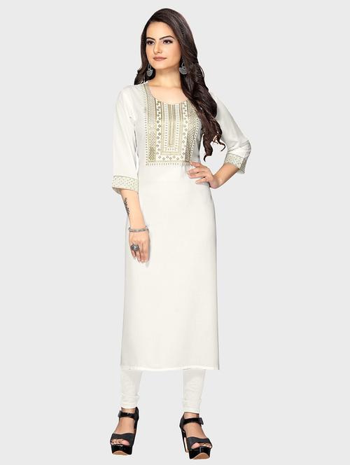 yoke embroidered straight kurta - 20404350 - Very Small Image - 1