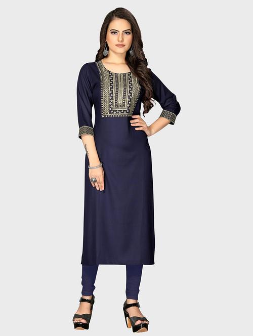 yoke embroidered straight kurta - 20404423 - Very Small Image - 1