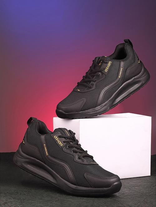 men solid black lace-up sport shoe - 20404452 - Very Small Image - 1