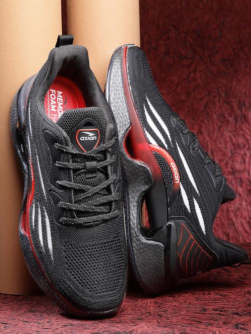 men self design black lace-up sport shoe - 20404461 - Very Small Image - 1