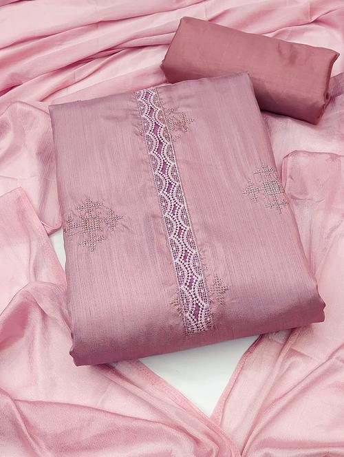 women pink embroidered unstitched suits - 20404736 - Very Small Image - 1