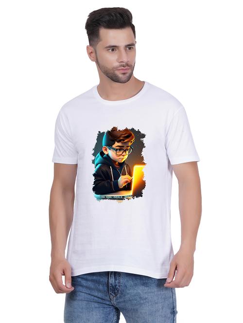 men round neck graphic print t-shirt - 20405335 - Very Small Image - 1