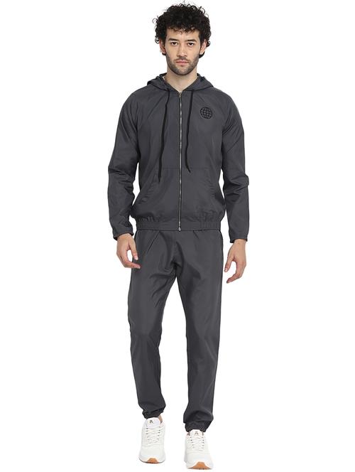 men solid charcoal polyester track pant ankle length track suit - 20405566 - Very Small Image - 1