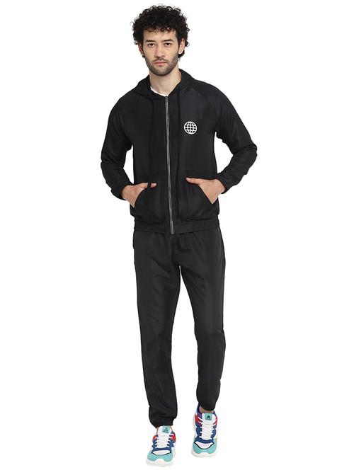 men solid black polyester track pant ankle length track suit - 20405568 - Very Small Image - 1