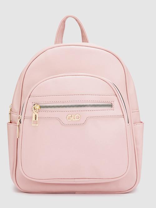 pink solid leatherette regular backpack - 20405737 - Very Small Image - 1
