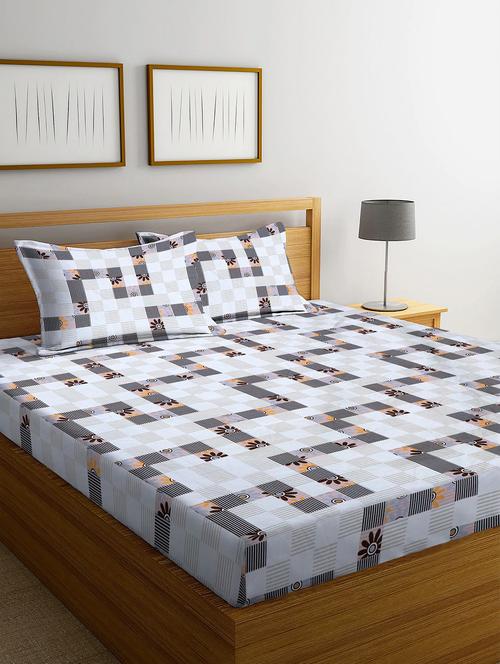 king size cotton bedsheet for double bed with 2 pillow covers (230 x 250 cm) - 20405898 - Very Small Image - 1