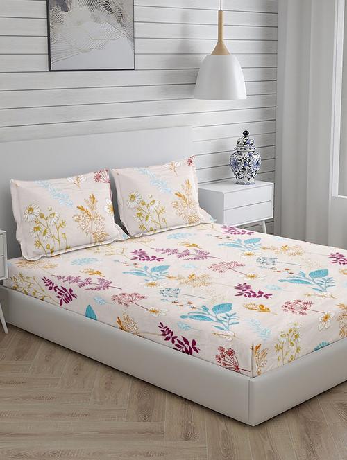 king size cotton bedsheet for double bed with 2 pillow covers (230 x 250 cm) - 20405909 - Very Small Image - 1