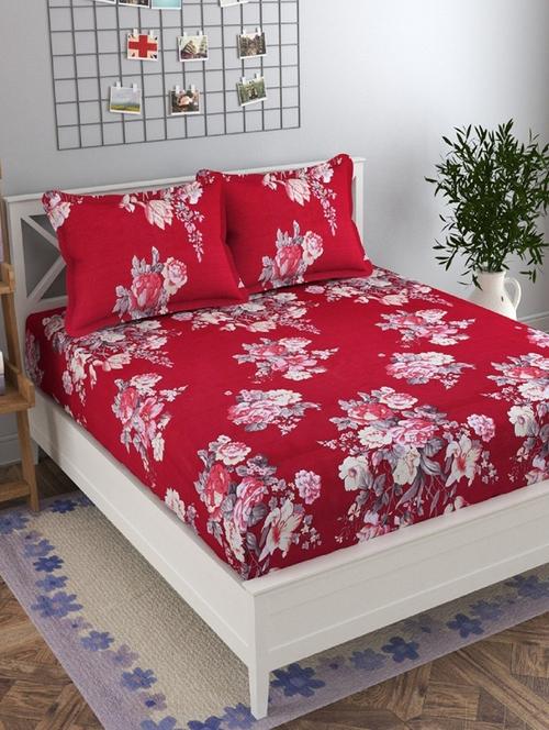 elastic fitted bedsheet king size bedsheet for double bed with 2 pillow covers - 20405924 - Very Small Image - 1