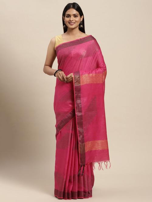 fuchsia art silk bhagalpuri saree with blouse - 20405941 - Very Small Image - 1