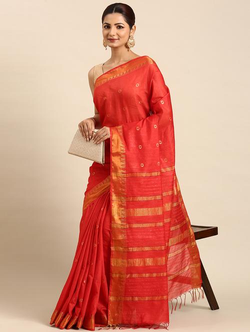 women's self design red colored saree with blouse - 20406032 - Very Small Image - 1