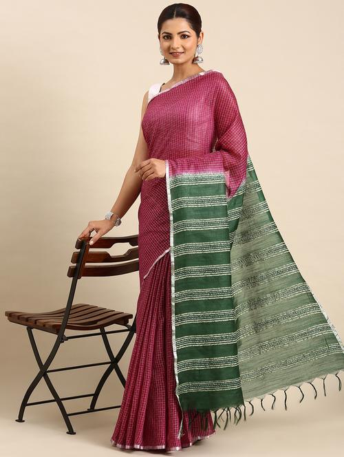 women's self design magenta colored saree with blouse - 20406035 - Very Small Image - 1