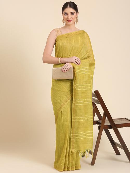 women green self design bhagalpuri saree with blouse - 20406085 - Very Small Image - 1