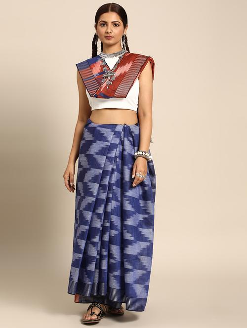 women's self design blue colored saree with blouse - 20406195 - Very Small Image - 1