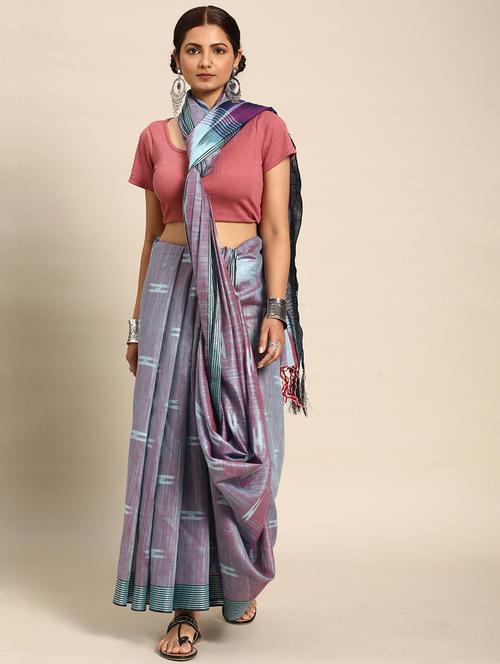 women's self design blue colored saree with blouse - 20406199 - Very Small Image - 1