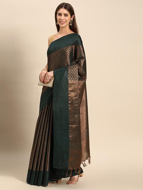 women's self design black colored saree with blouse - 20406289 - Very Small Image - 1