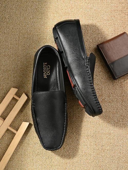 men solid black slip on loafer - 20406522 - Very Small Image - 1