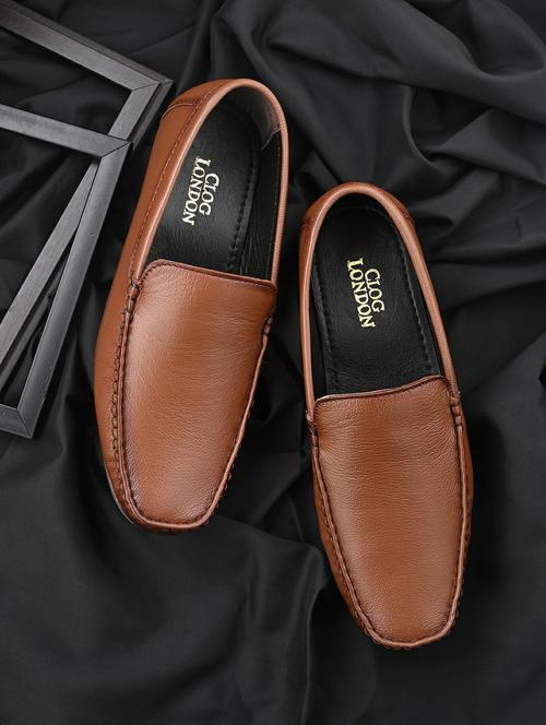 men solid tan slip on loafer - 20406524 - Very Small Image - 1