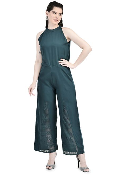 teal self design full leg jumpsuit - 20406893 - Very Small Image - 1